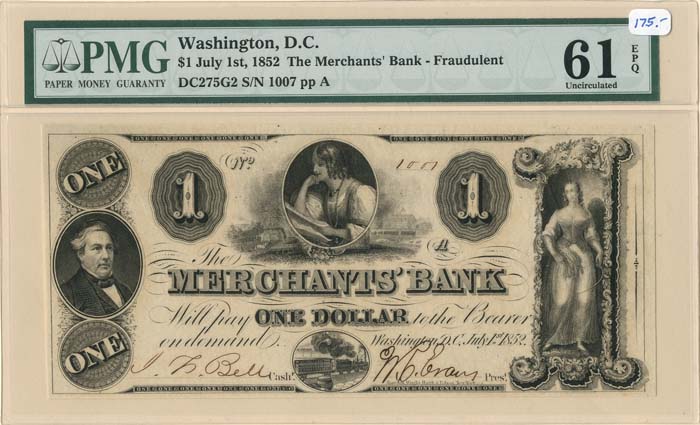 Merchants' Bank - Obsolete Banknote - Currency